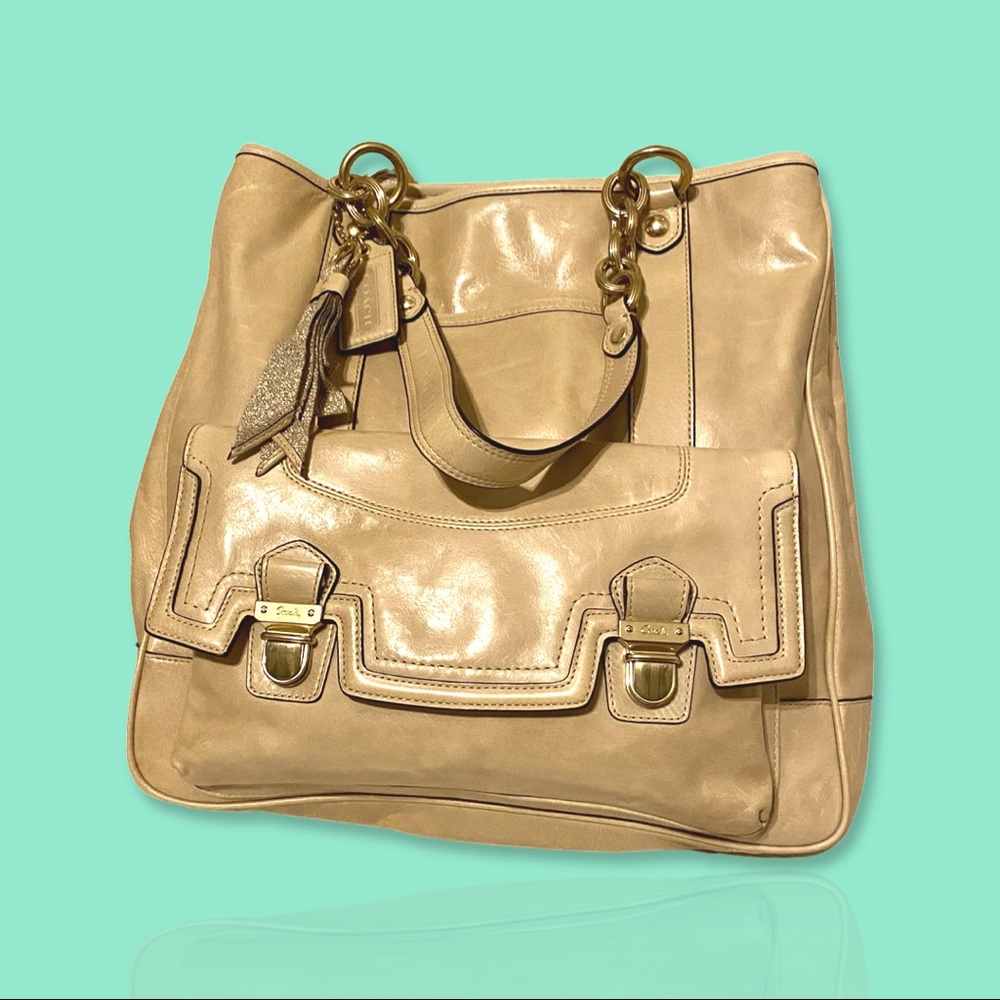 Coach Poppy Pushlock Leather Satchel